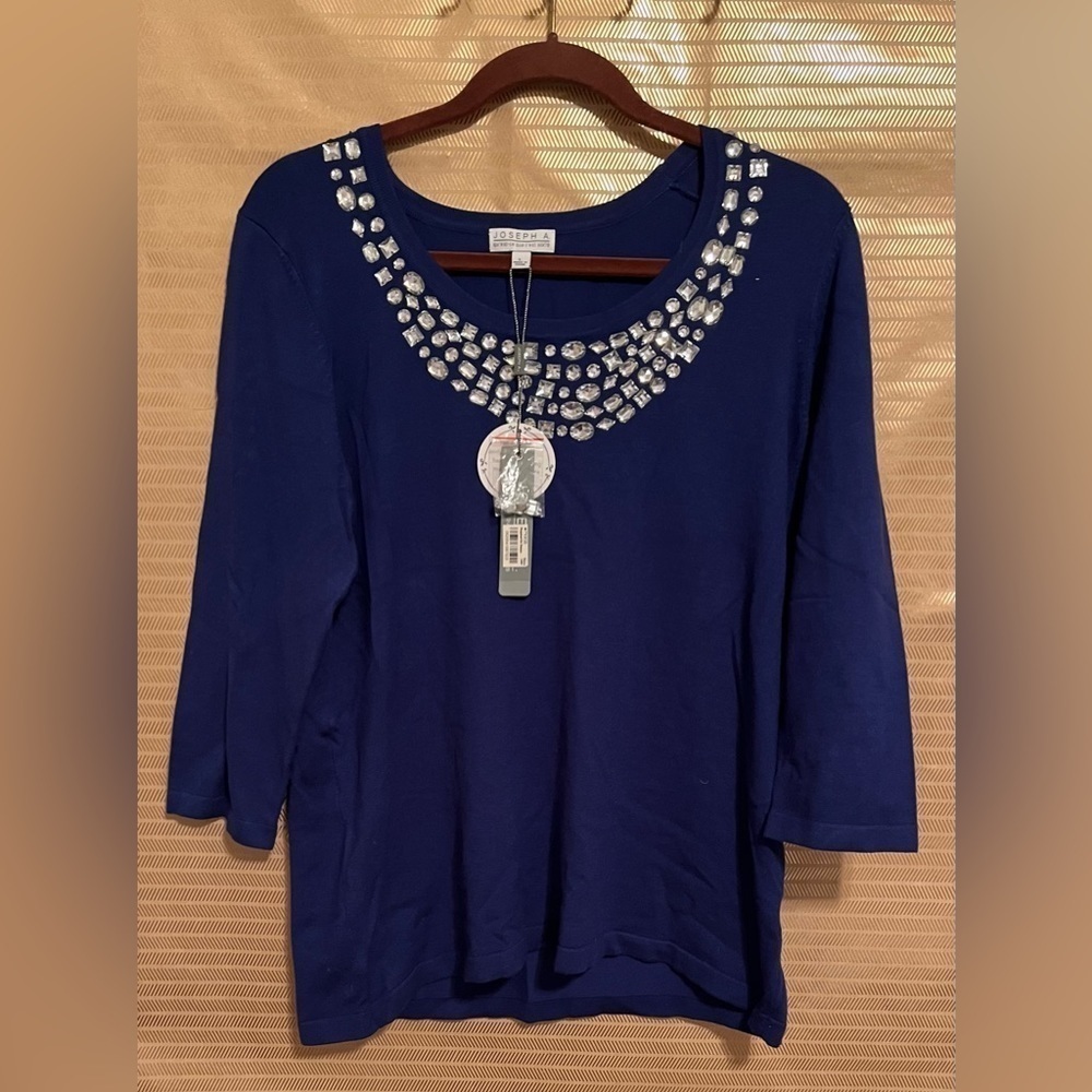 JOSEPH A~ BLUE~BLING BLOUSE~LG~NWT